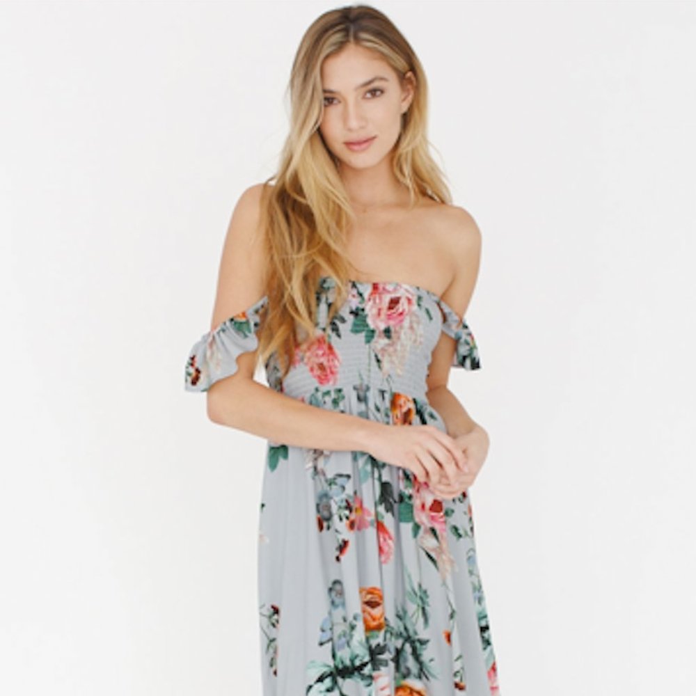 Plum Pretty Sugar - Charlotte Off the Shoulder Dress - Glass Souls - XS/S